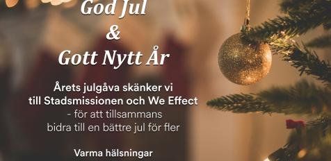Vi stöttar Stadsmissionen och We Effect